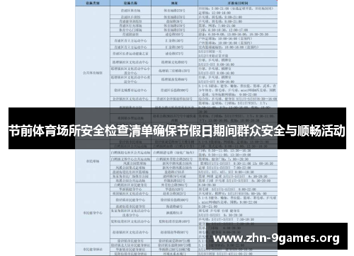 节前体育场所安全检查清单确保节假日期间群众安全与顺畅活动